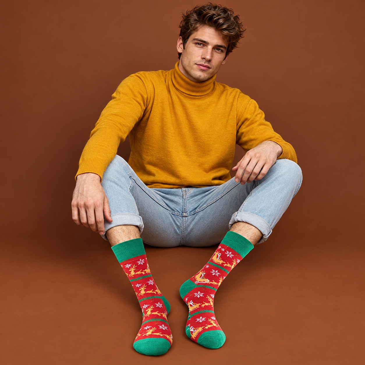 Pack of 6 Pack Christmas Crew Socks for Men