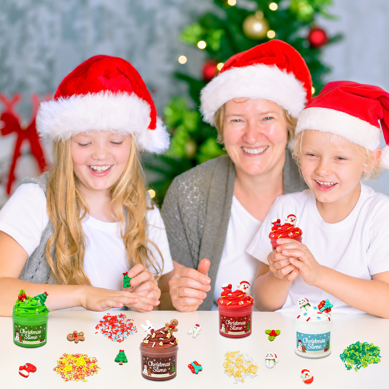 Christmas Slime With Charms Classroom Party Goodie Bag Filler Set