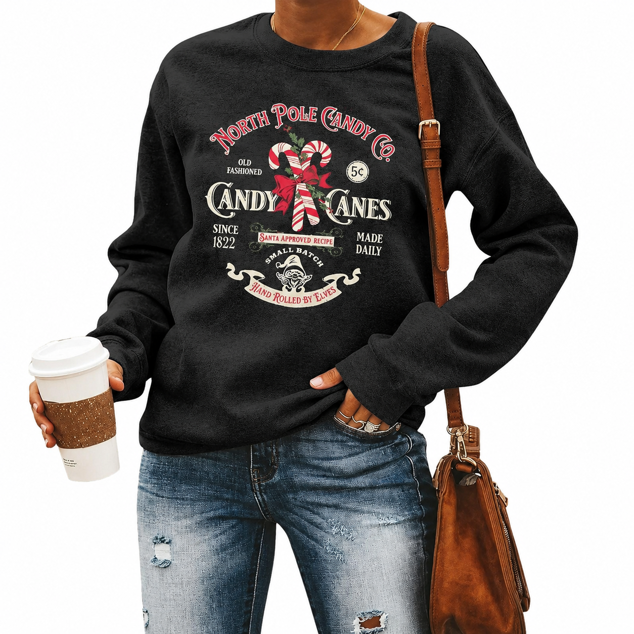 Festive Holiday Graphic Pullover Sweatshirt for Women
