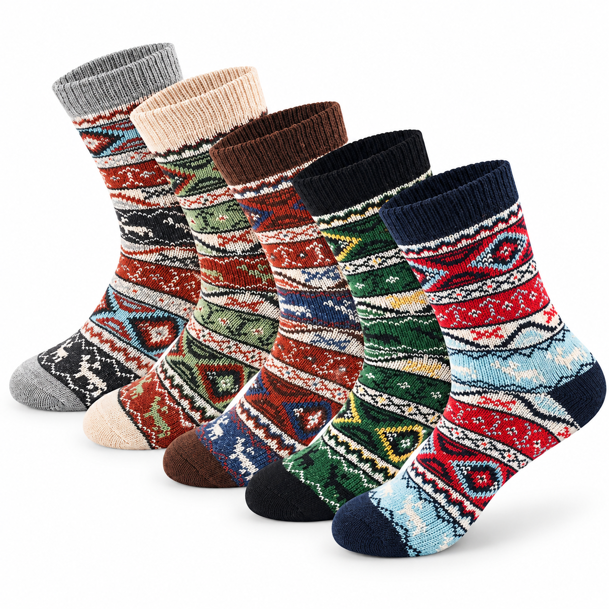 5 Pairs Wool Socks for Women Cozy Thick Everyday Socks