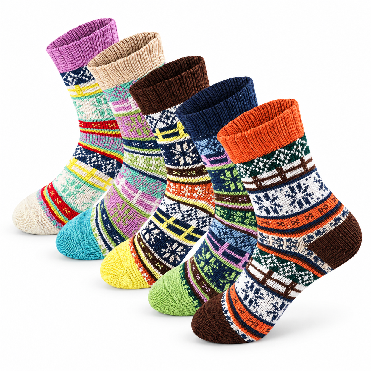 5 Pairs Wool Socks for Women Cozy Thick Everyday Socks