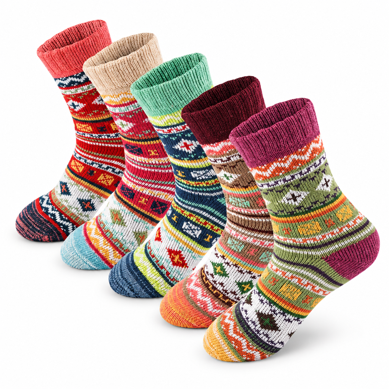 5 Pairs Wool Socks for Women Cozy Thick Everyday Socks
