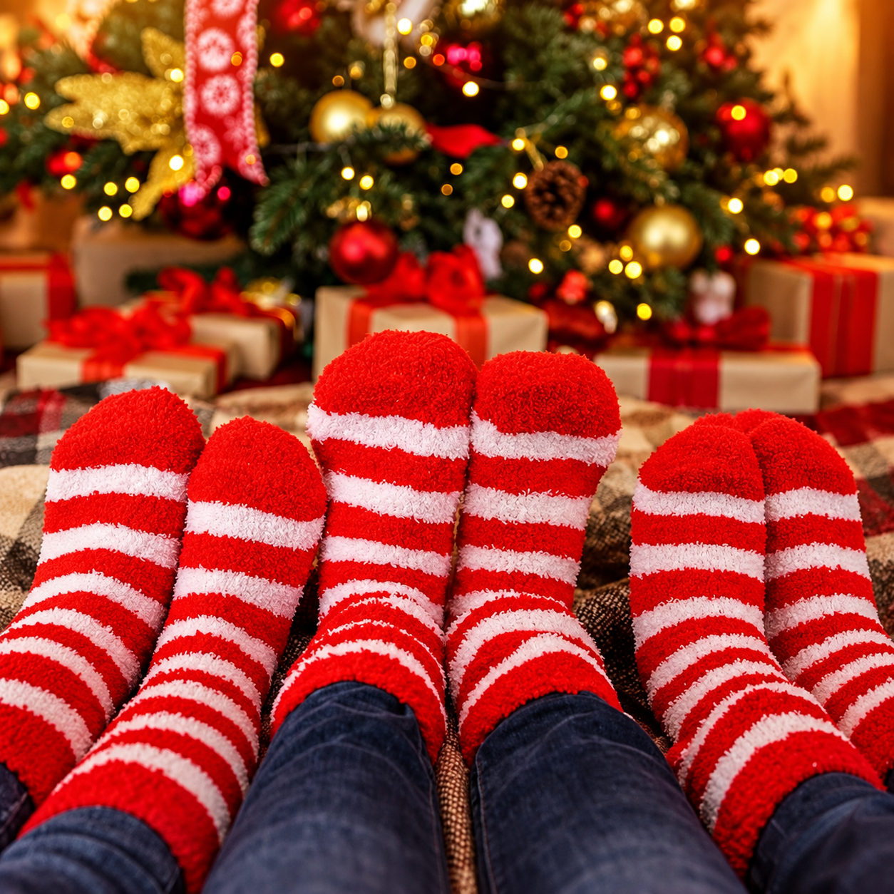 6 Pairs Christmas Fuzzy Socks for Women Warm Fluffy Slipper Socks
