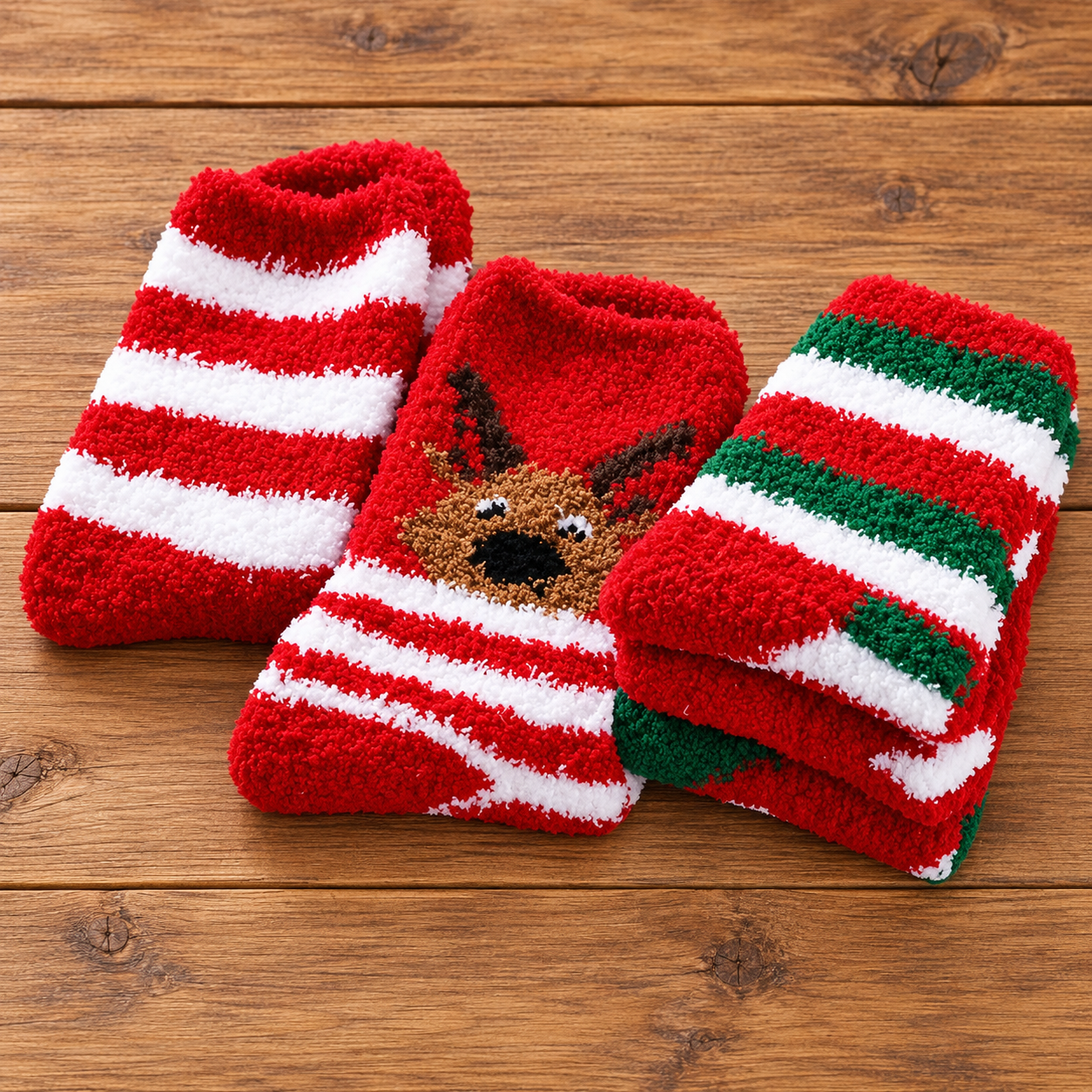 6 Pairs Christmas Fuzzy Socks for Women Warm Fluffy Slipper Socks