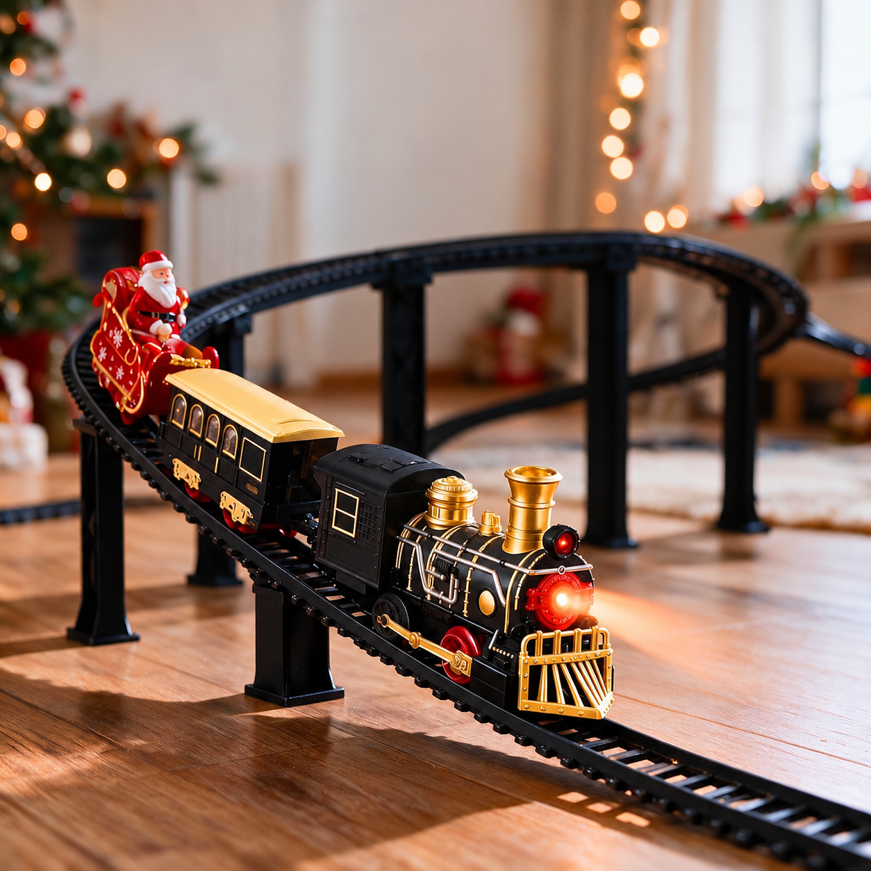 Christmas Electric Train Set With Elevated Tracks Lights And Music