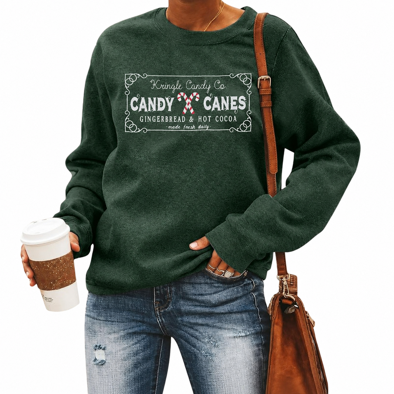 Festive Holiday Graphic Pullover Sweatshirt for Women
