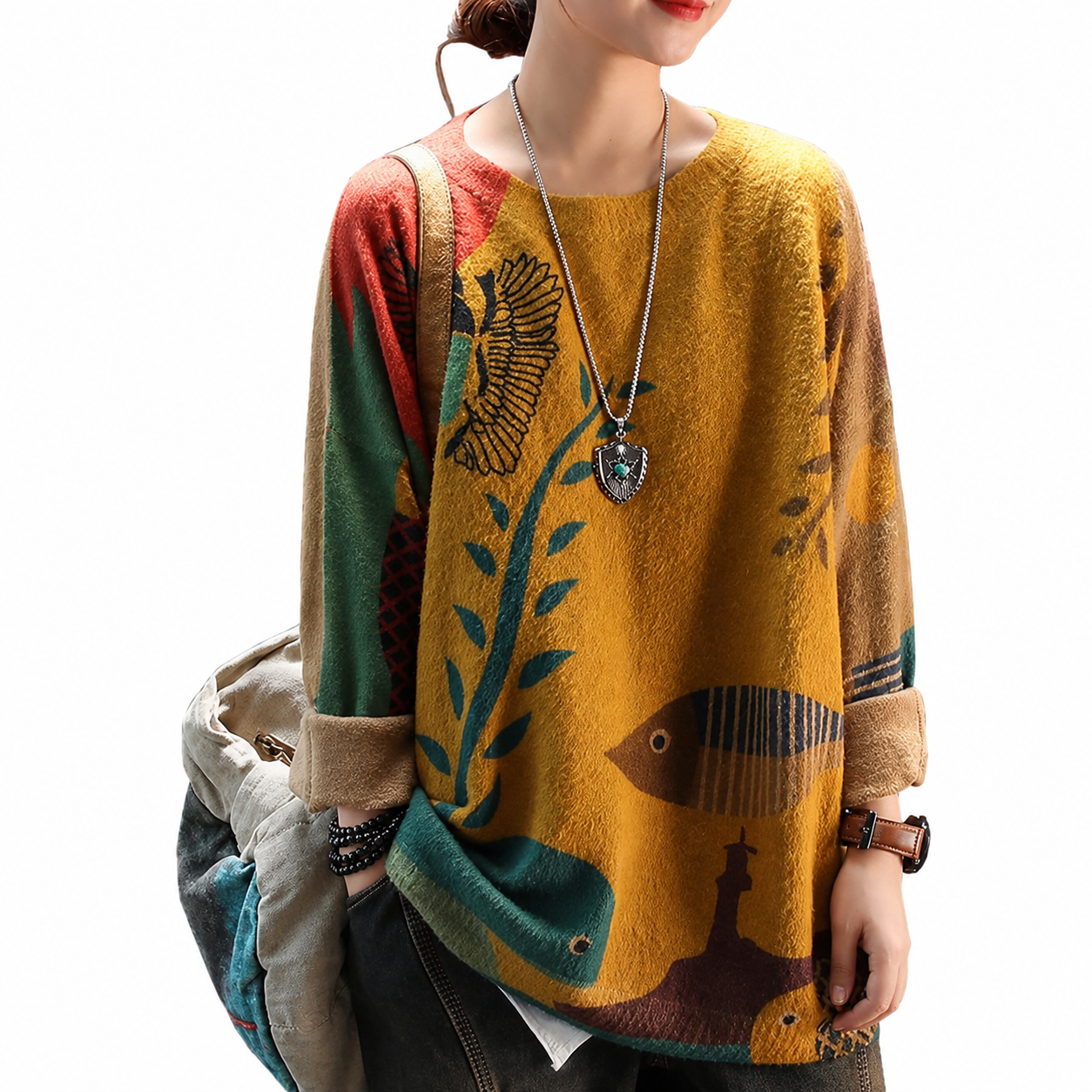 Casual Oversized Loose Printed Christmas Sweaters For Women