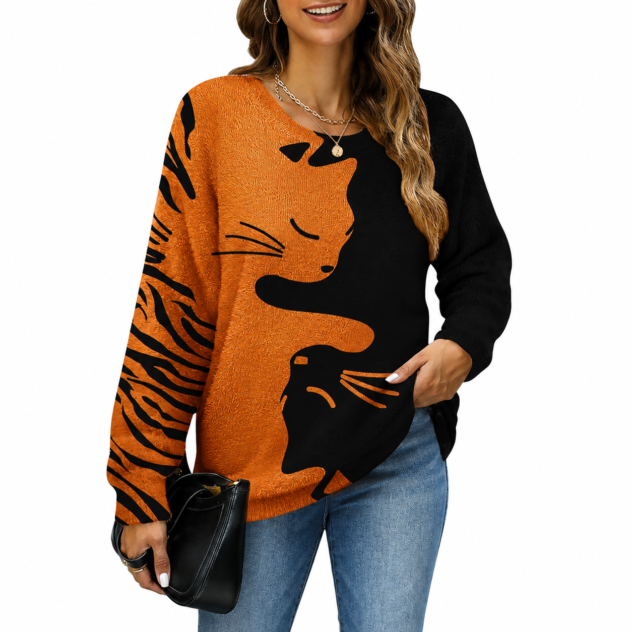 Casual Oversized Loose Printed Christmas Sweaters For Women