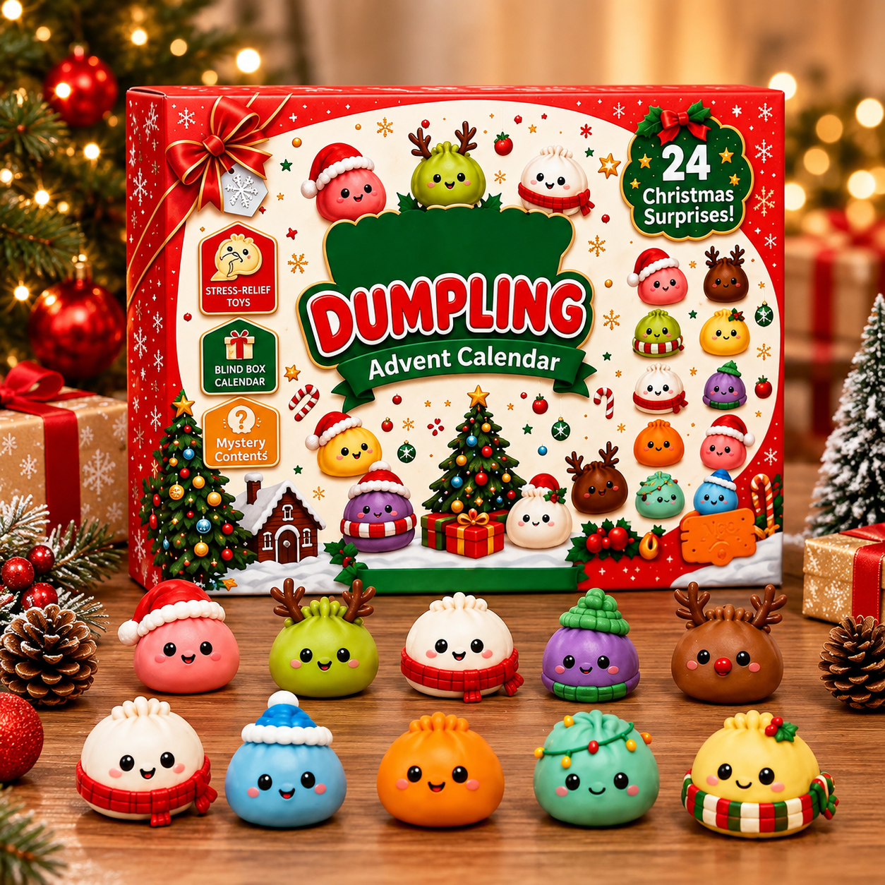 Mini Dumpling Squishy 24 Day Christmas Countdown Advent Calender Set