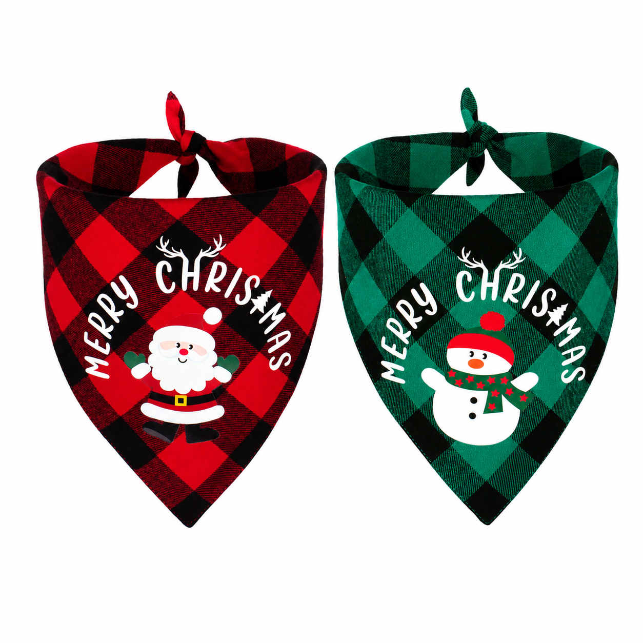 Pack of 2 Christmas themed Triangle Bib Bandanas For Dogs