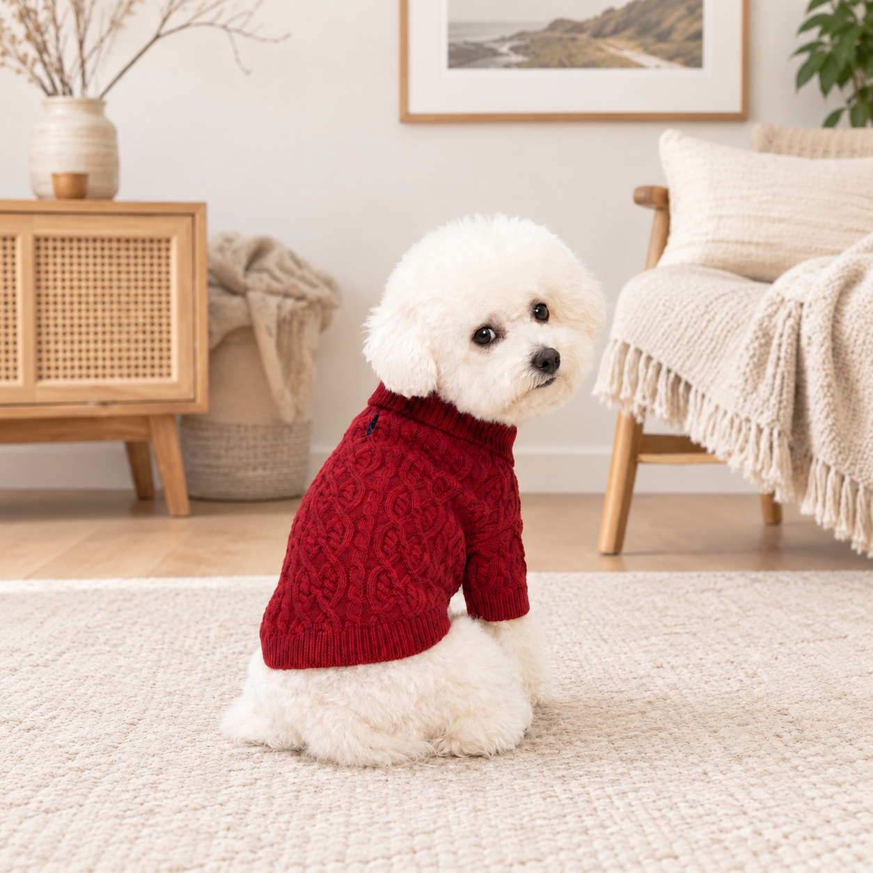 Christmas Cable Knit Sweater For Dog