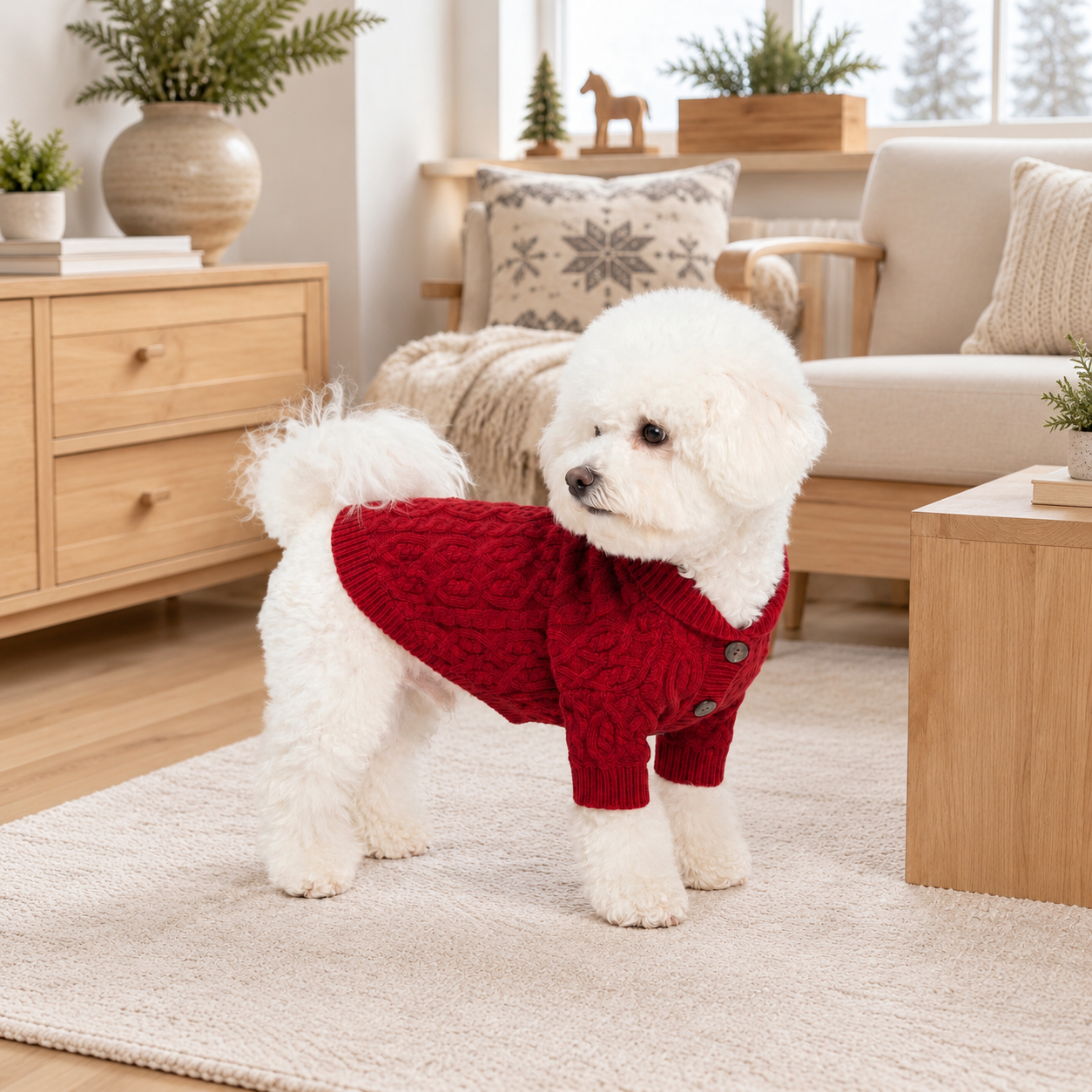 Christmas Cable Knit Sweater For Dog
