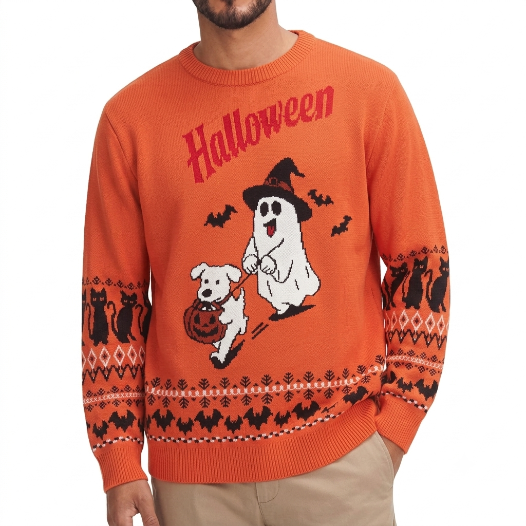 Festive Snowflake and Tree Knit Christmas Pullover Sweater for Men