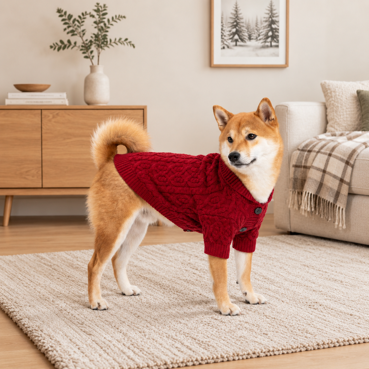 Christmas Cable Knit Sweater For Dog