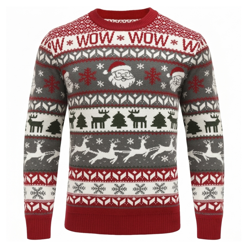 Festive Snowflake and Tree Knit Christmas Pullover Sweater for Men