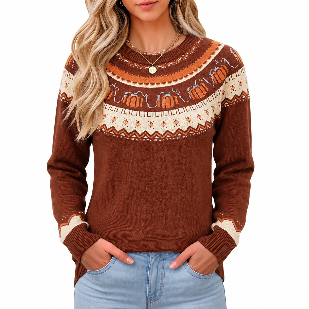 Casual Warm Knitted Pullover Sweater For Women