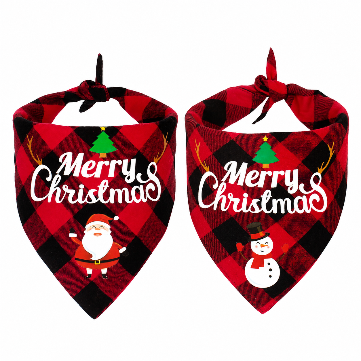 Pack of 2 Christmas themed Triangle Bib Bandanas For Dogs