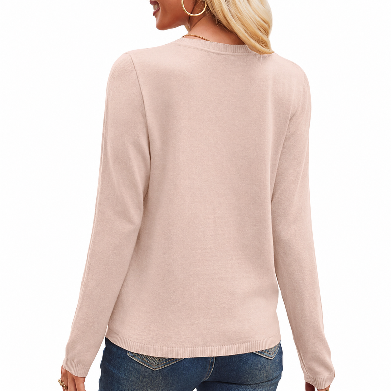 Geometric Textured Knit Long Sleeve Pullover Sweater Top for Women