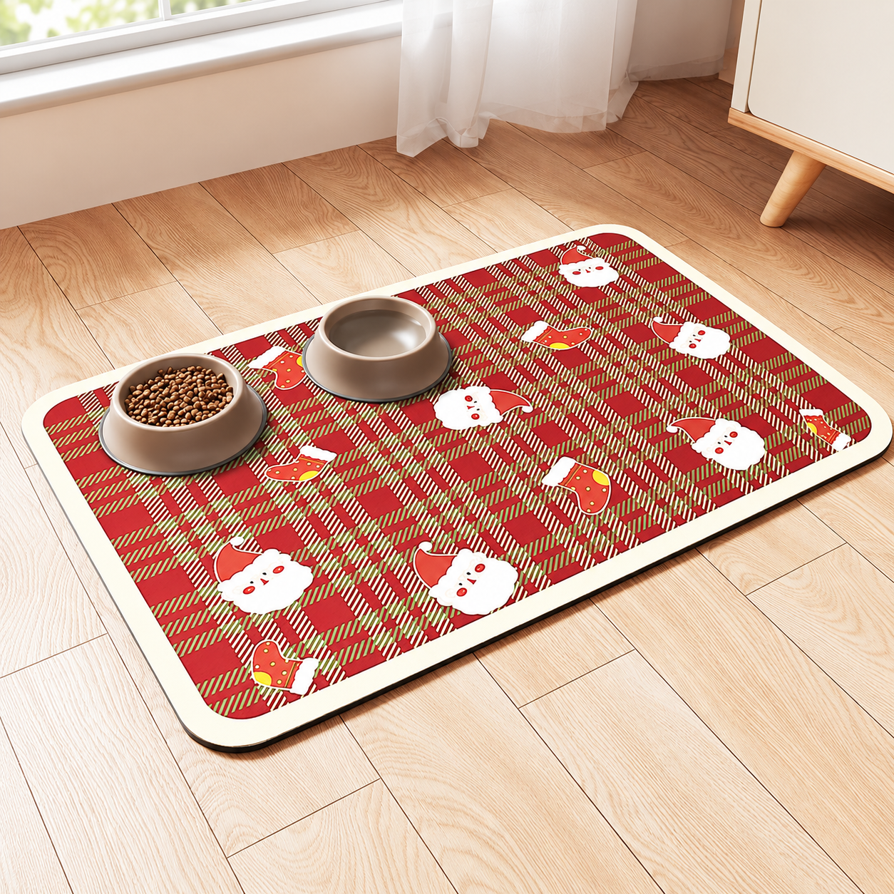 Absorbent Pet Feeding Mat with Waterproof Rubber Backing