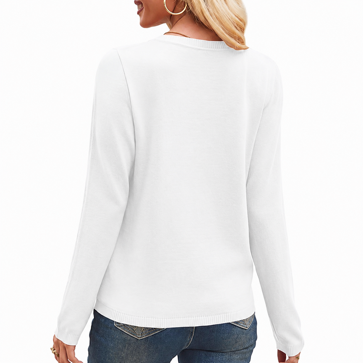 Geometric Textured Knit Long Sleeve Pullover Sweater Top for Women