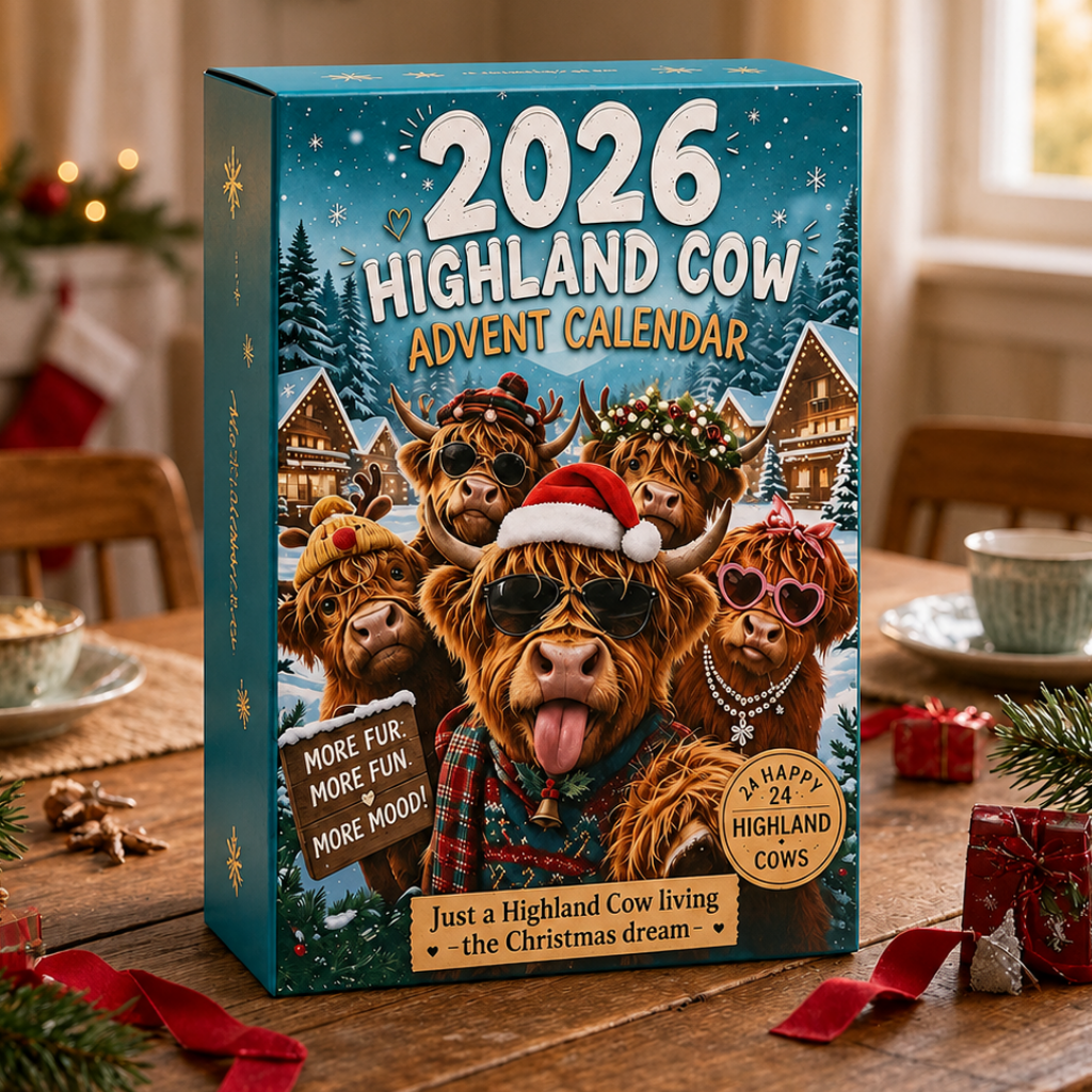 2026 Highland Cow Christmas Advent Calendar Set With 24 Mini Figures For Kids