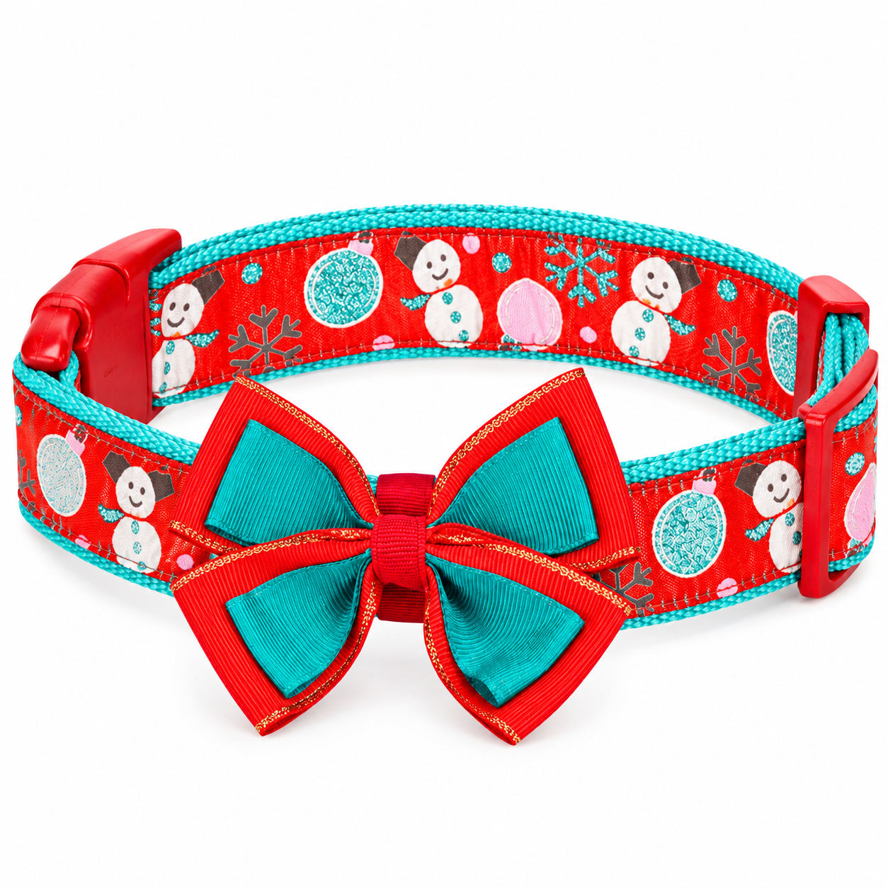 Christmas Dog Collar with Bow Tie Adjustable Holiday Collar