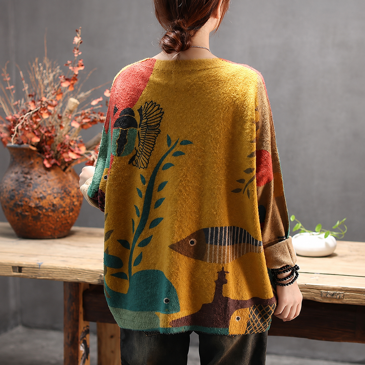 Casual Oversized Loose Printed Christmas Sweaters For Women