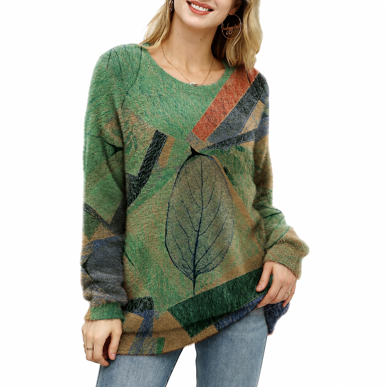 Casual Oversized Loose Printed Christmas Sweaters For Women