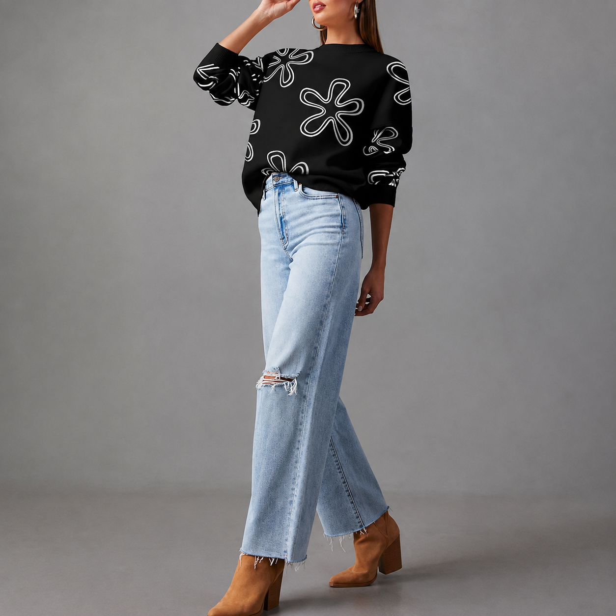 Snowflake Knit Christmas Pullover Sweater for Women