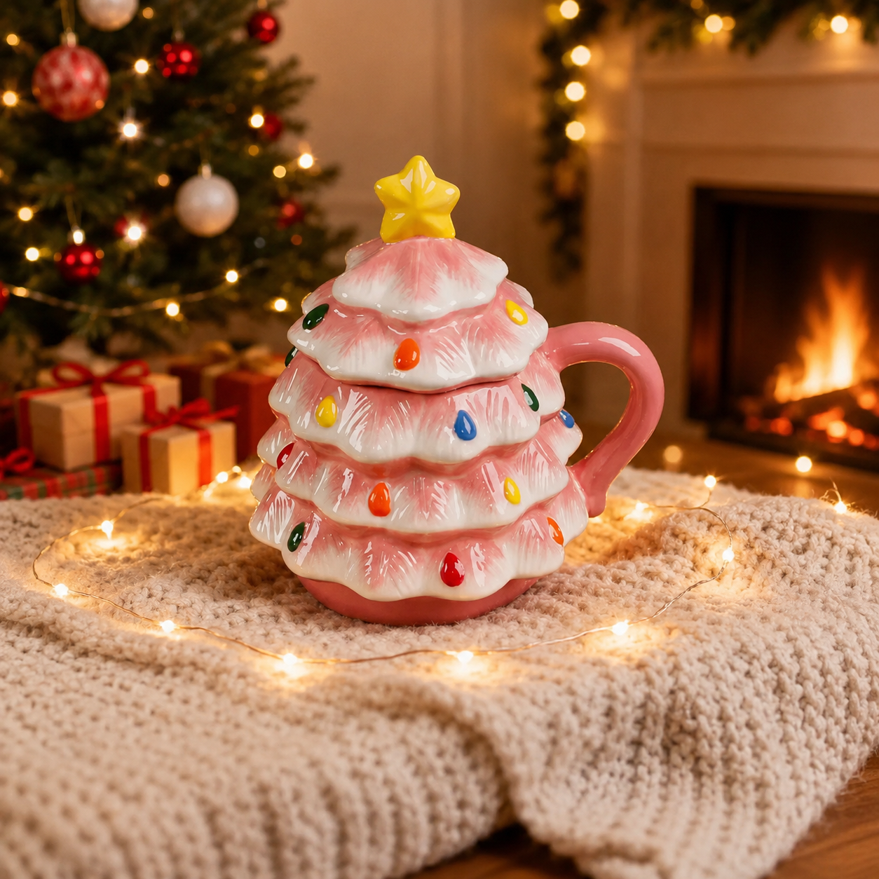 18Oz Christmas Tree Ceramic Mug For Warm Beverages  