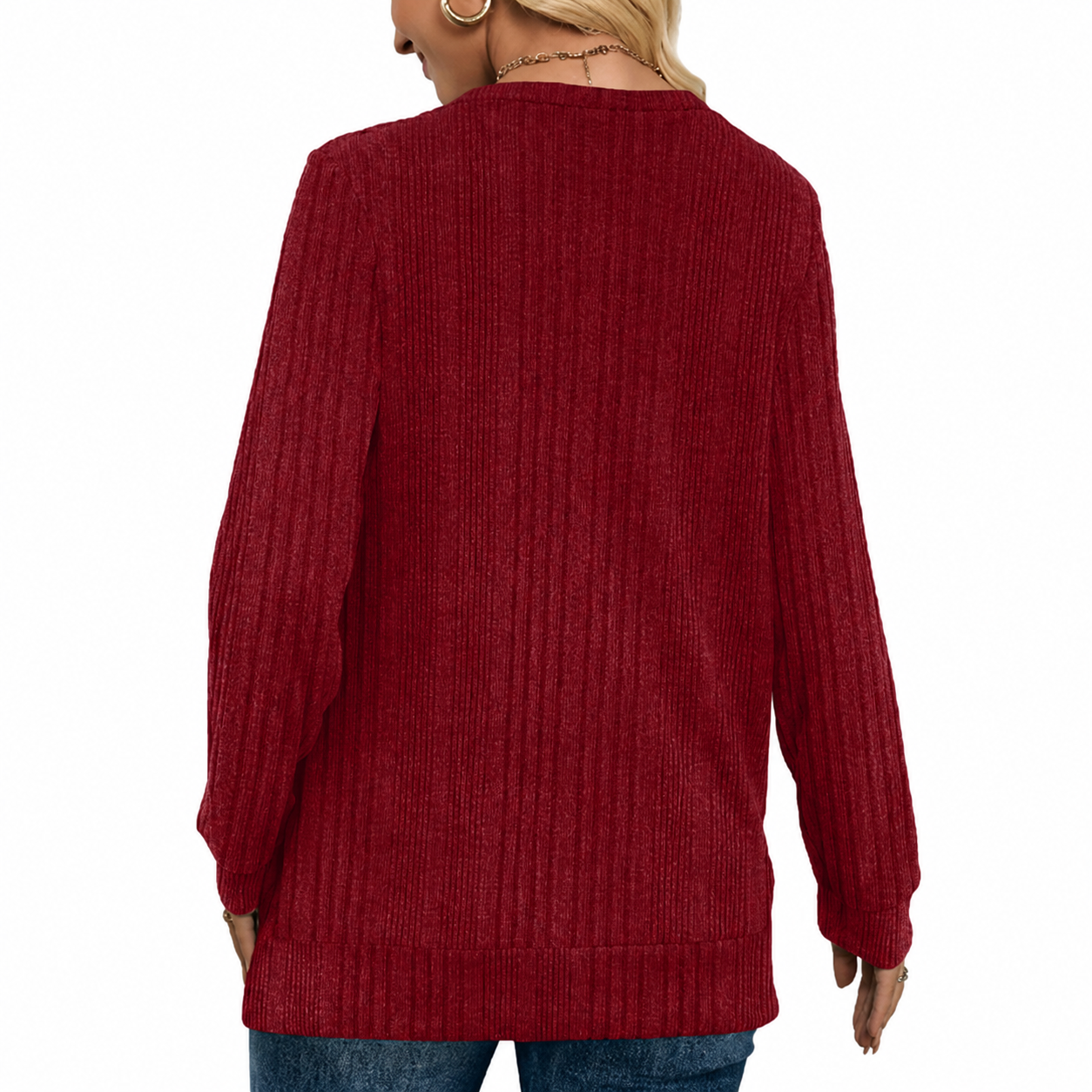 Loose Fit Casual Long Sleeve Pullover Sweater Top for Women