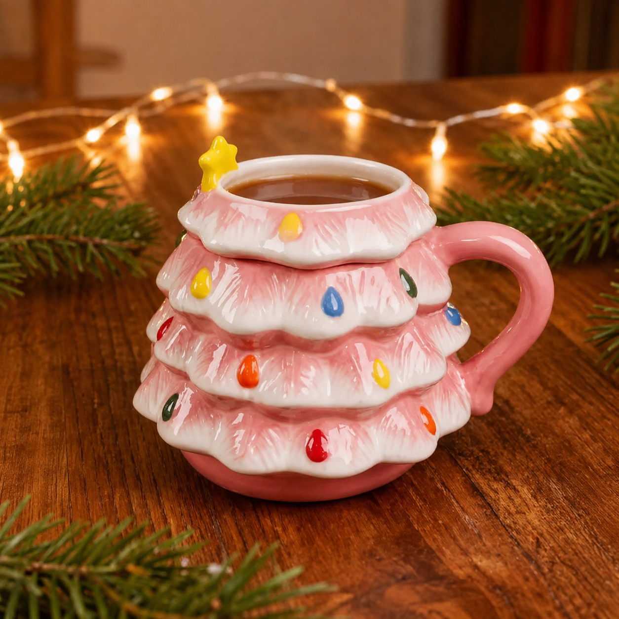 18Oz Christmas Tree Ceramic Mug For Warm Beverages  
