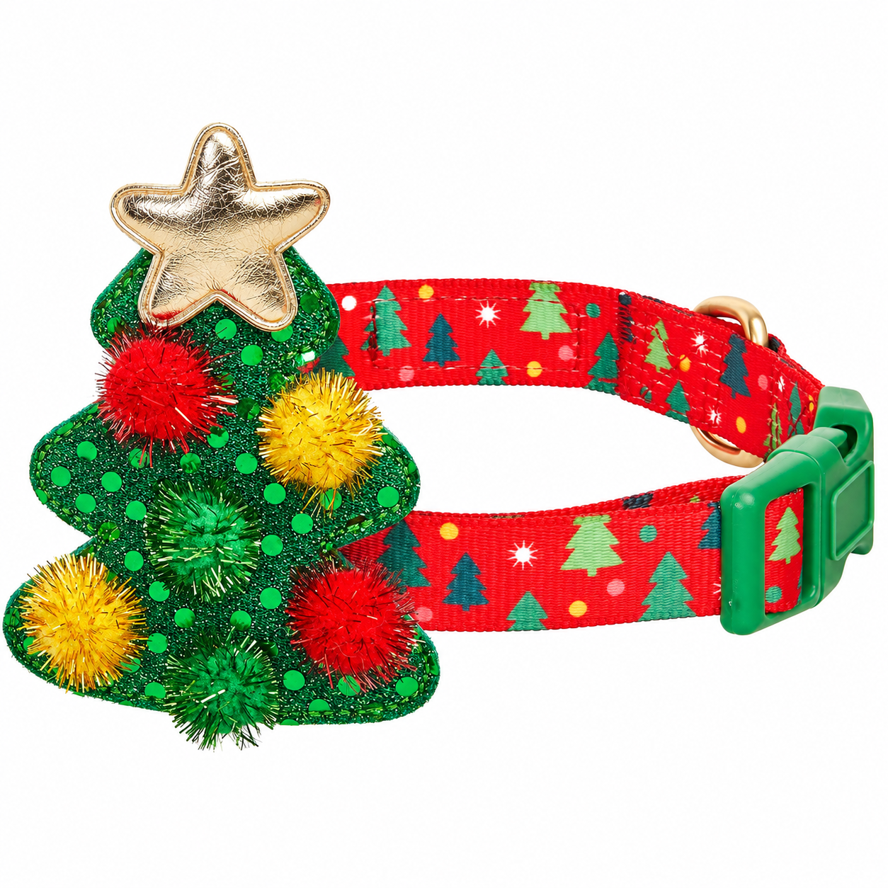 Christmas Dog Collar with Bow Tie Adjustable Holiday Collar