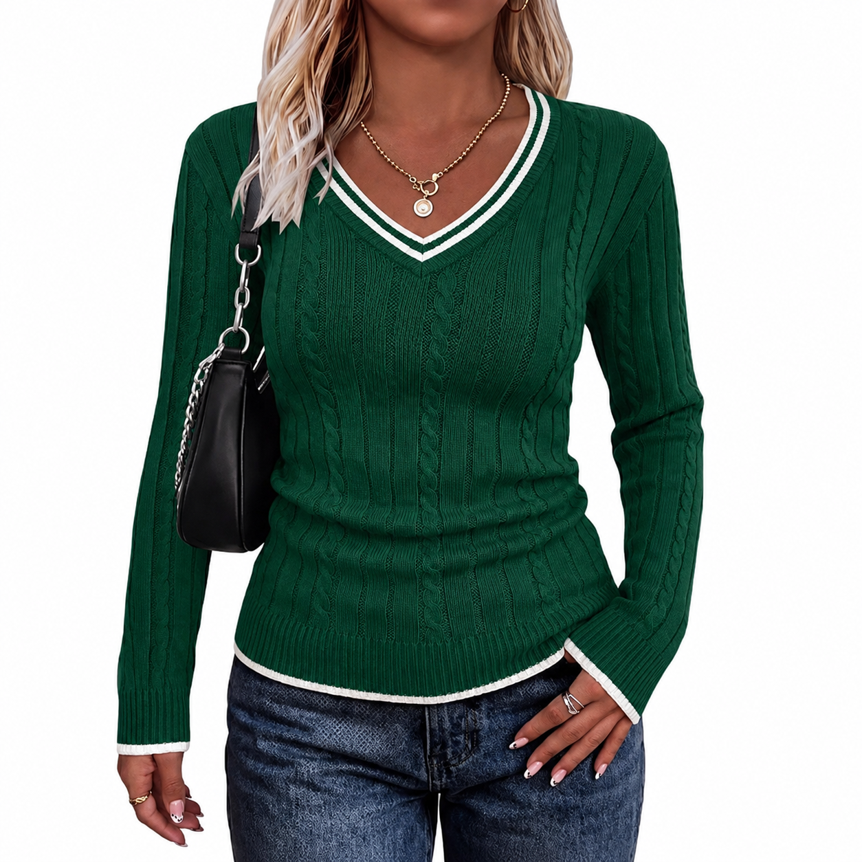 Classic Christmas Long Sleeve Pullover Sweater for Women