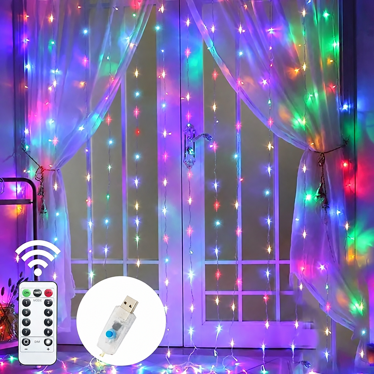Christmas Curtain Lights With Remote Control