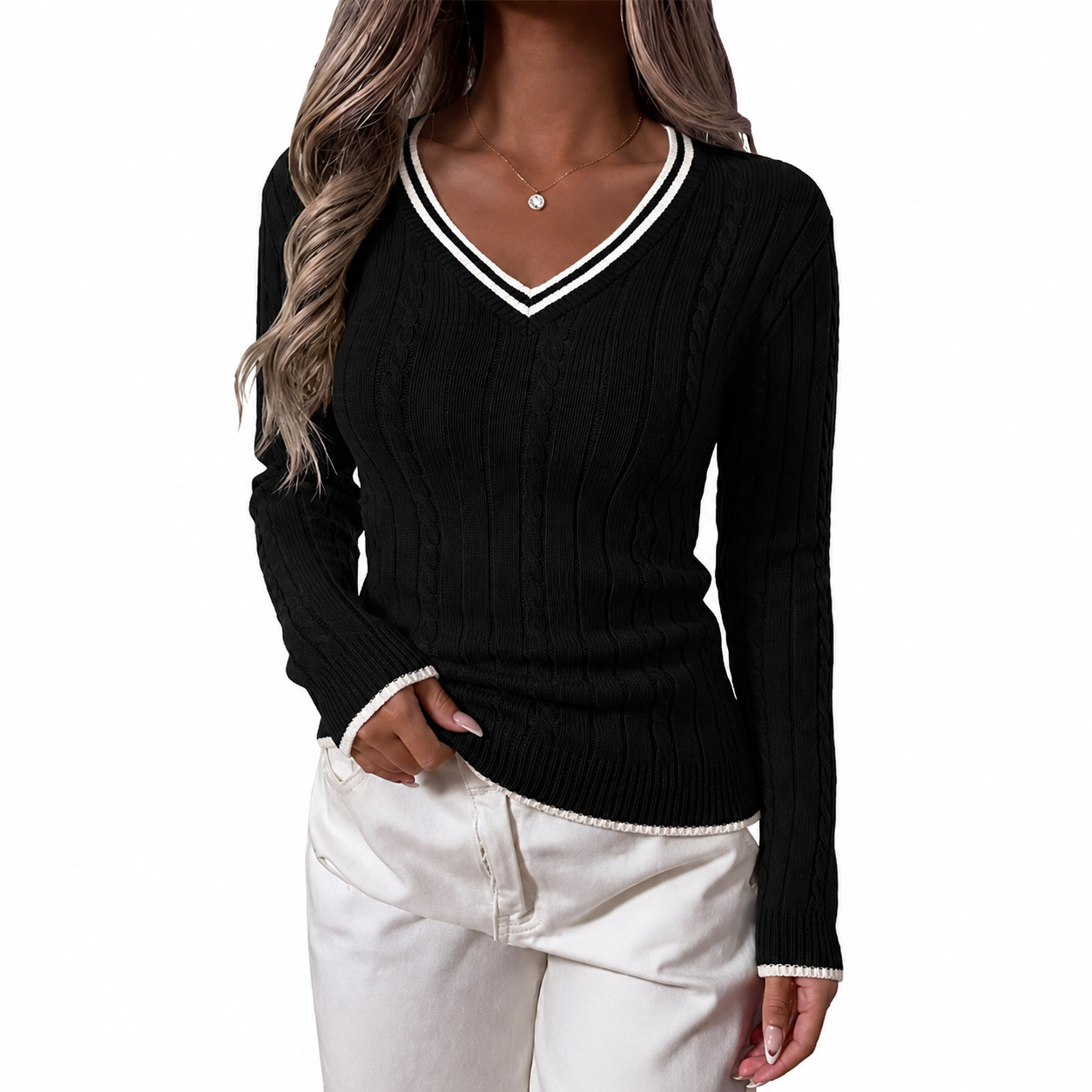 Classic Christmas Long Sleeve Pullover Sweater for Women