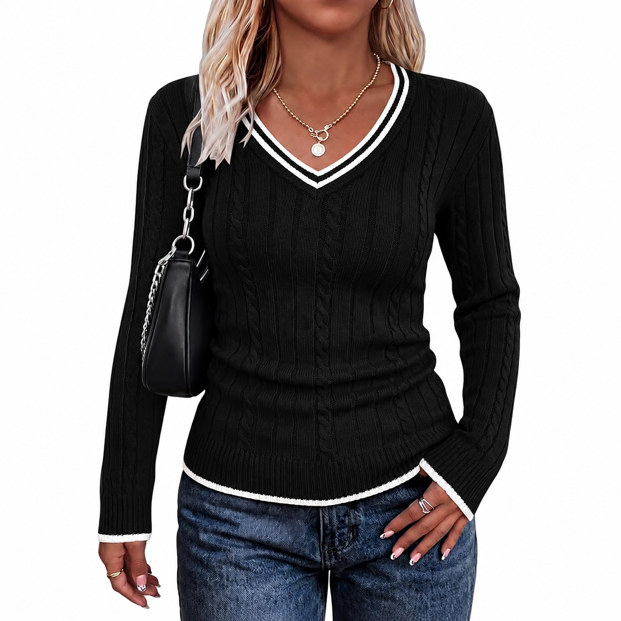 Classic Christmas Long Sleeve Pullover Sweater for Women