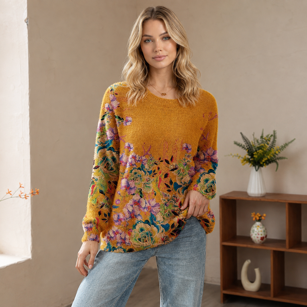 Casual Oversized Loose Printed Christmas Sweaters For Women