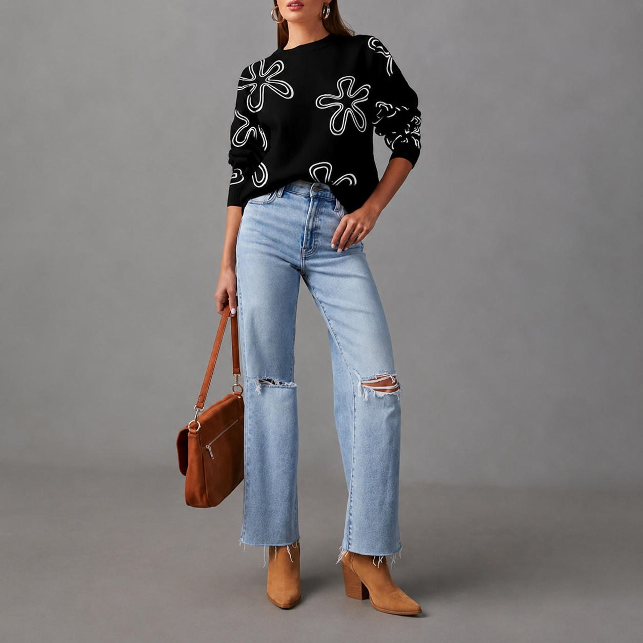 Snowflake Knit Christmas Pullover Sweater for Women