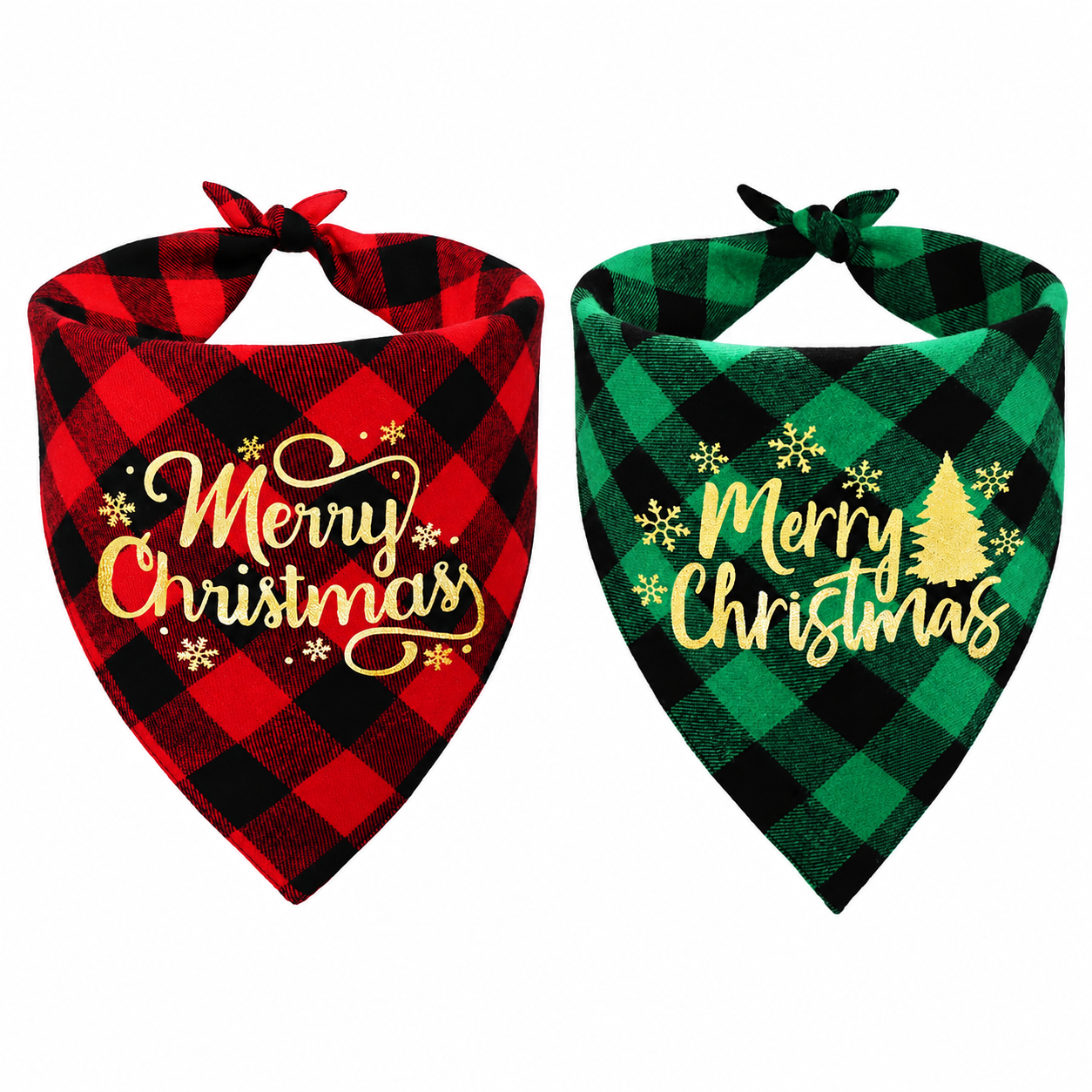 Pack of 2 Christmas themed Triangle Bib Bandanas For Dogs