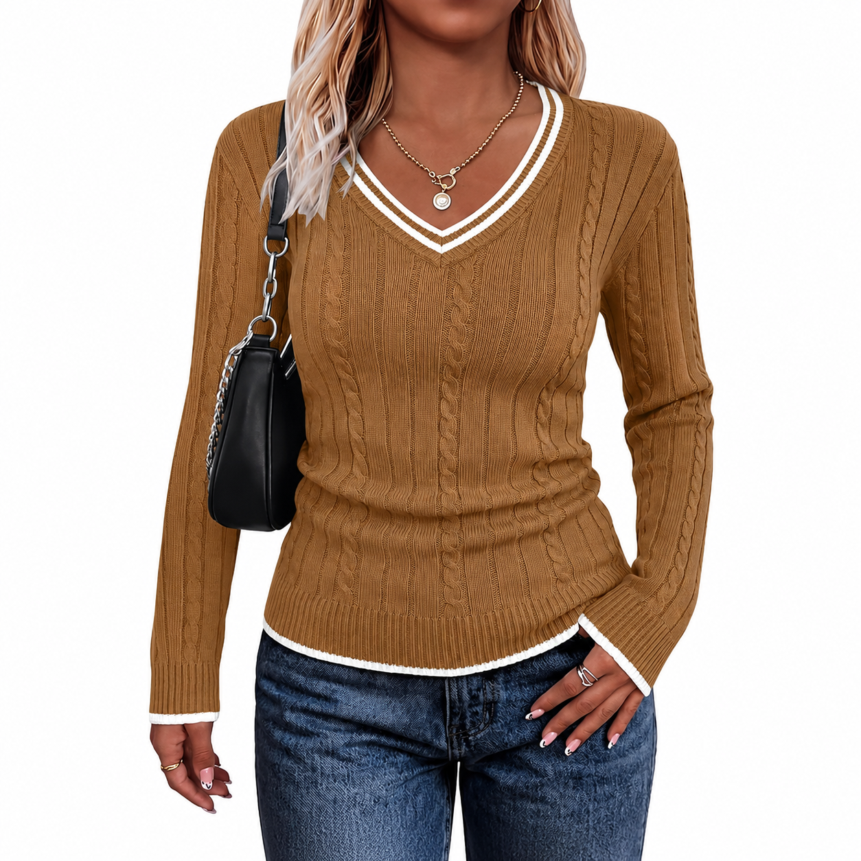 Classic Christmas Long Sleeve Pullover Sweater for Women