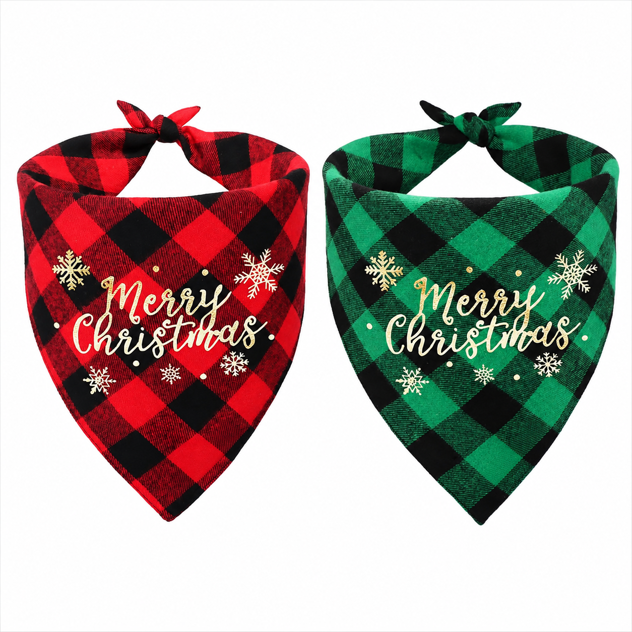 Pack of 2 Christmas themed Triangle Bib Bandanas For Dogs