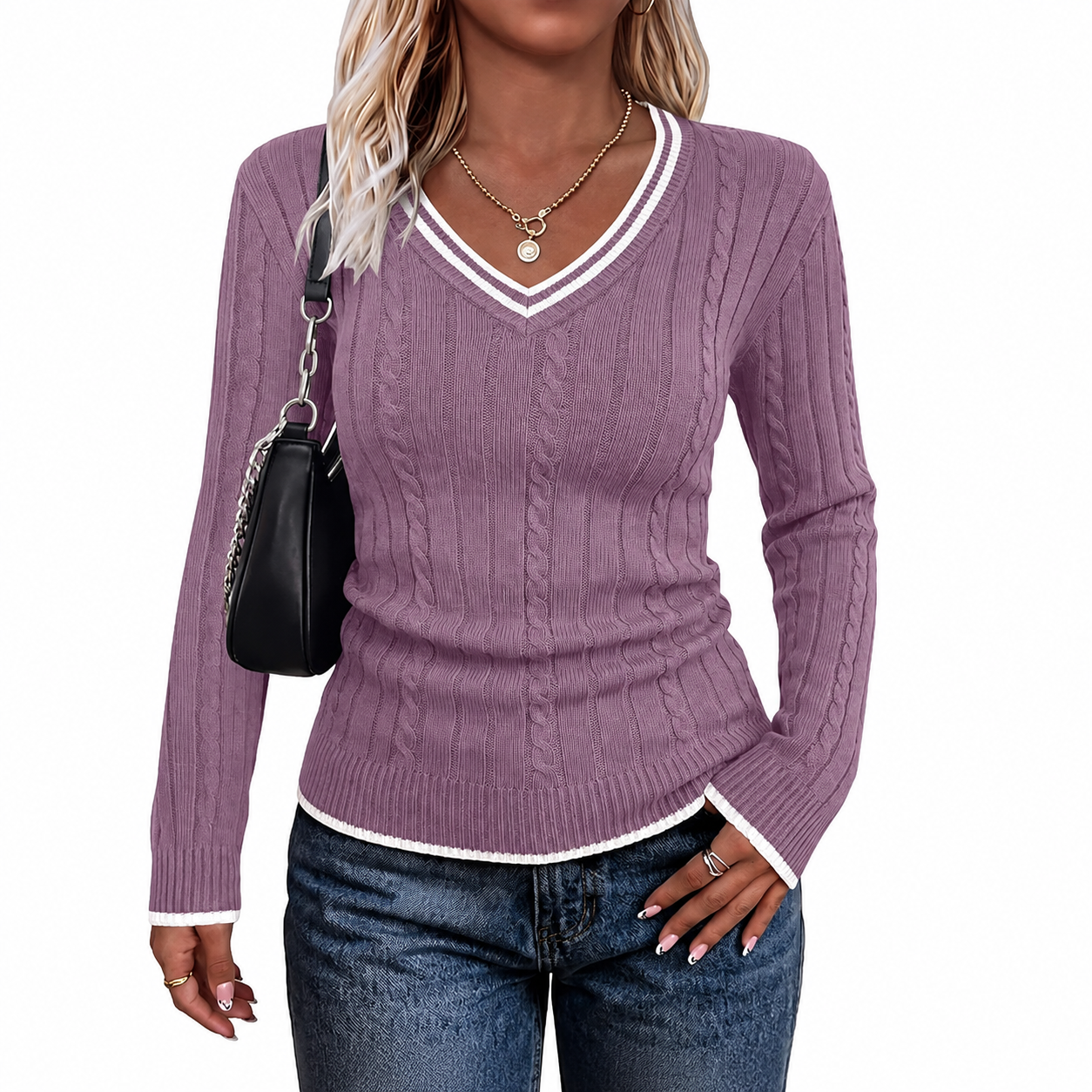 Classic Christmas Long Sleeve Pullover Sweater for Women