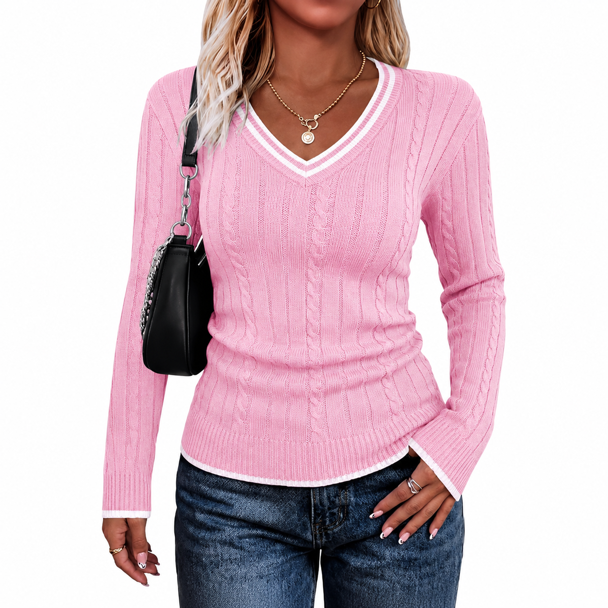 Classic Christmas Long Sleeve Pullover Sweater for Women