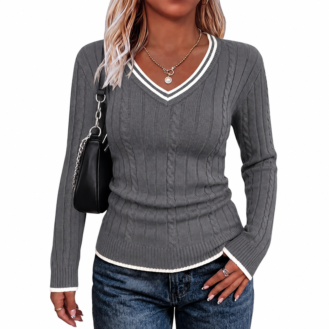 Classic Christmas Long Sleeve Pullover Sweater for Women