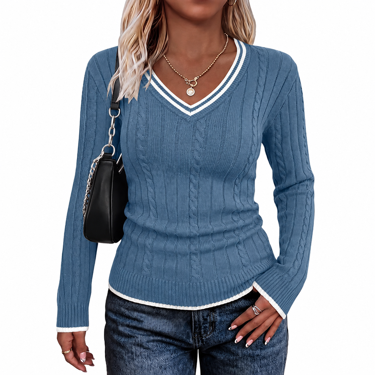 Classic Christmas Long Sleeve Pullover Sweater for Women