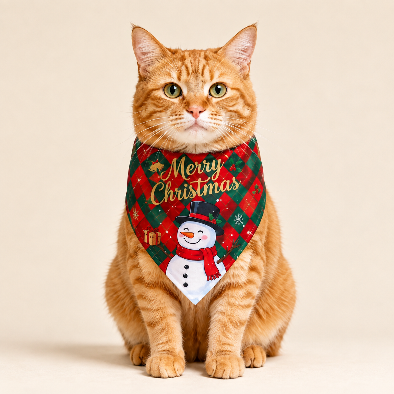 Christmas Snowman Reindeer Print Pet Bandana for Dogs and Cats