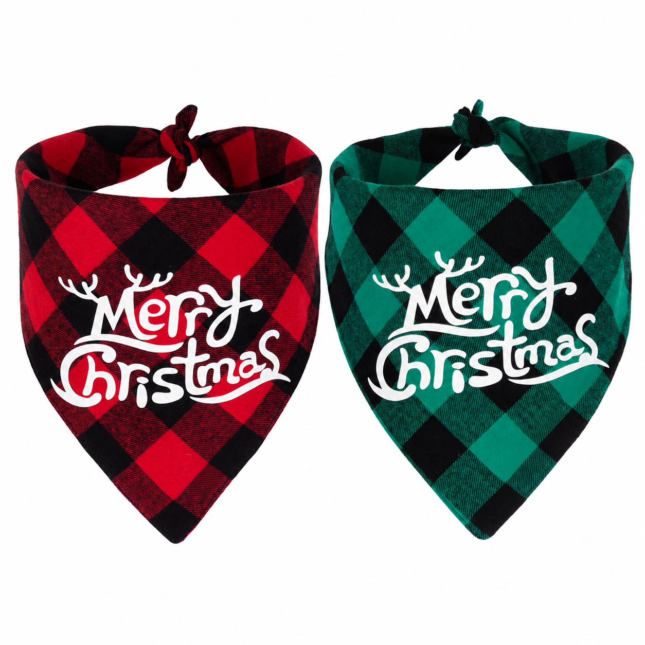 Pack of 2 Christmas themed Triangle Bib Bandanas For Dogs