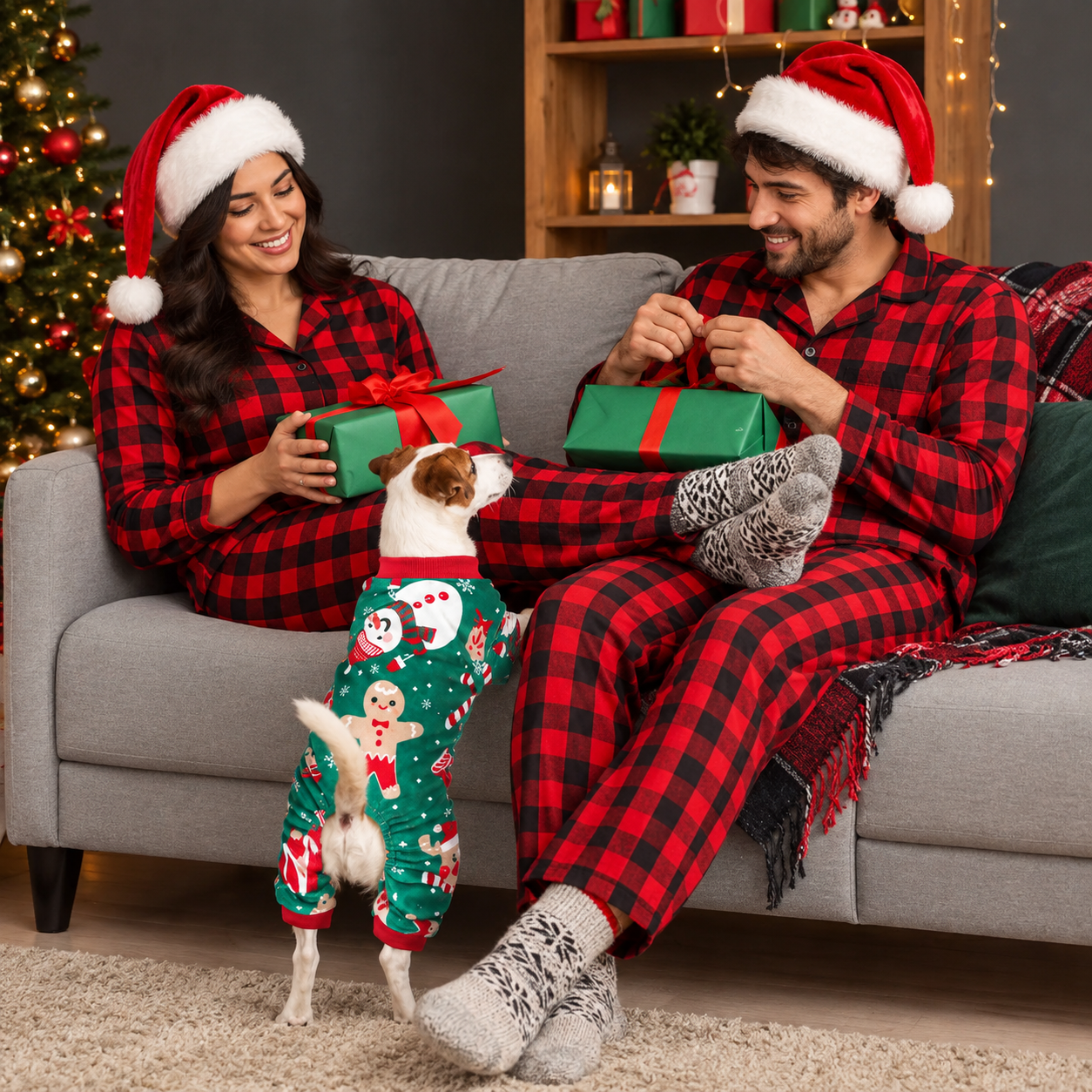 Christmas Dog Pajamas Soft Lightweight Velvet Winter Outfit
