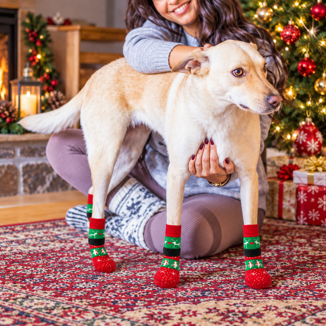 Christmas Dog Socks for Cold Pavement and Outdoor Wear